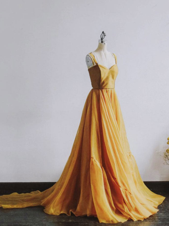 Simple chiffon sweetheart long prom dress, chiffon evening dress