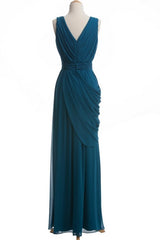 Purple Chiffon V-Neck Sleeveless Bridesmaid Dress