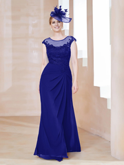 Illusionary collar decal slit for mother of the bride dress