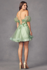 3D butterfly decal short sleeveless tight corset dress
