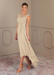 A-Line Scoop Lace Chiffon Champagne formal dresses evening gown Mother of the Bride Dresses