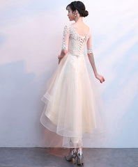 Cute tulle champagne short prom dress, tulle homecoming dress
