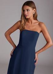 A-line side seam chiffon side slit and floor length bridesmaid dress - Jimiss Dress