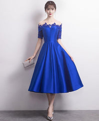 Charming Lace and Satin New Tea Length Bridesmaid Dress, Bridesmaid Dress