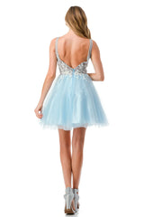 Flower decal short sleeveless illusion tight corset dress