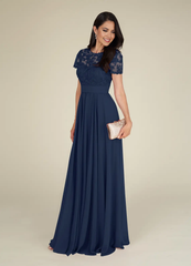 A-Line Scoop Sequins Chiffon Dark Navy formal dresses evening dress Mother of the Bride Dresses