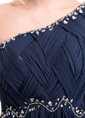 One-Shoulder Prom Dress With Beads