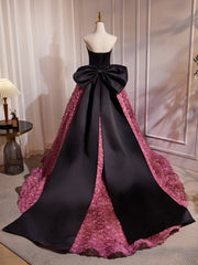 A-Line  Sweetheart Neck 3D Flower Pink Long Prom Dress, Pink Long Formal Dress