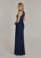 Sheath Sequins Chiffon Dark Navy formal dresses evening dress Mother of the Bride Dresses