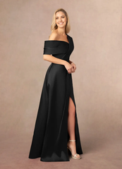 A-Line Pleated Black formal dresses evening gown Mother of the Bride Dresses