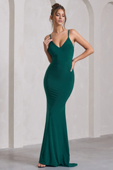 Mermaid Strap V-neck and Ground length Evening Dress - Jimiss Dress