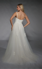 Lace chiffon chicken heart collar A-line lace decal wedding dresses