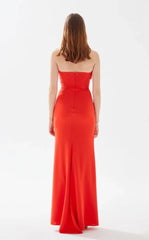 Chicken neckline tight corset straight tube and floor length evening dress