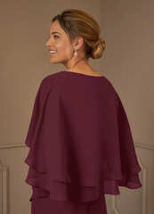 A-Line V-Neck Chiffon Cabernet formal dresses Mother of the Bride Dresses