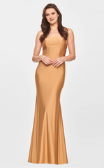 Mermaid spoon collar satin tight corset and floor length evening dress