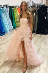 Jimiss off shoulder light blue sequined layered A-line long dress