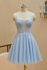 A-shaped Italian Noodle Strap Short Homecoming Dress