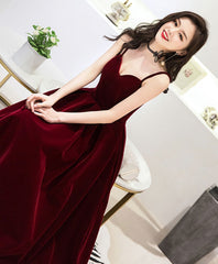 Bourgondische sweetheart thee -lengte prom jurk, bordeauxrode bruidsmeisje jurk, 1