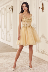 Sequin decal short sleeveless dress