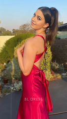 Mermaid Sexy Backless Satin formal dresses Bridesmaid Dresses evening gown Prom Dress