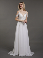 Thin shoulder chiffon minimalist wedding dress