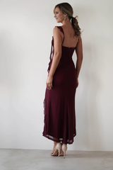 Square neck thin shoulder strap off shoulder long Prom dress - Jimiss Dress