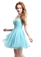 V-neck Pleats Homecoming Dress