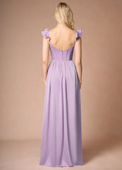 Jimiss A-line off shoulder side slit backless and floor length Prom dress