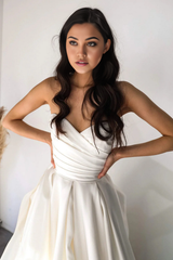 A Line Sweetheart Long Bridal Dress with Sweep Train Wedding Dresses