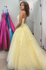 Yellow Lace Prom Dress 2022, Evening Dress, Formal Dress, Dance Dresses, Graduation School Party Gown