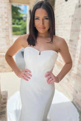 Strapless Open Back Mermaid Long Wedding Gown
