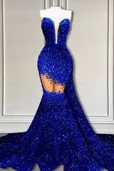 V-neck pailletten prom-jurk zeemeermin mouwloos kristal.