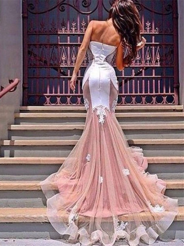 Custom Made Sweetheart Neck Mermaid Sweep Train Lace Wedding Dress, Mermaid Lace Champagne Prom Dresses