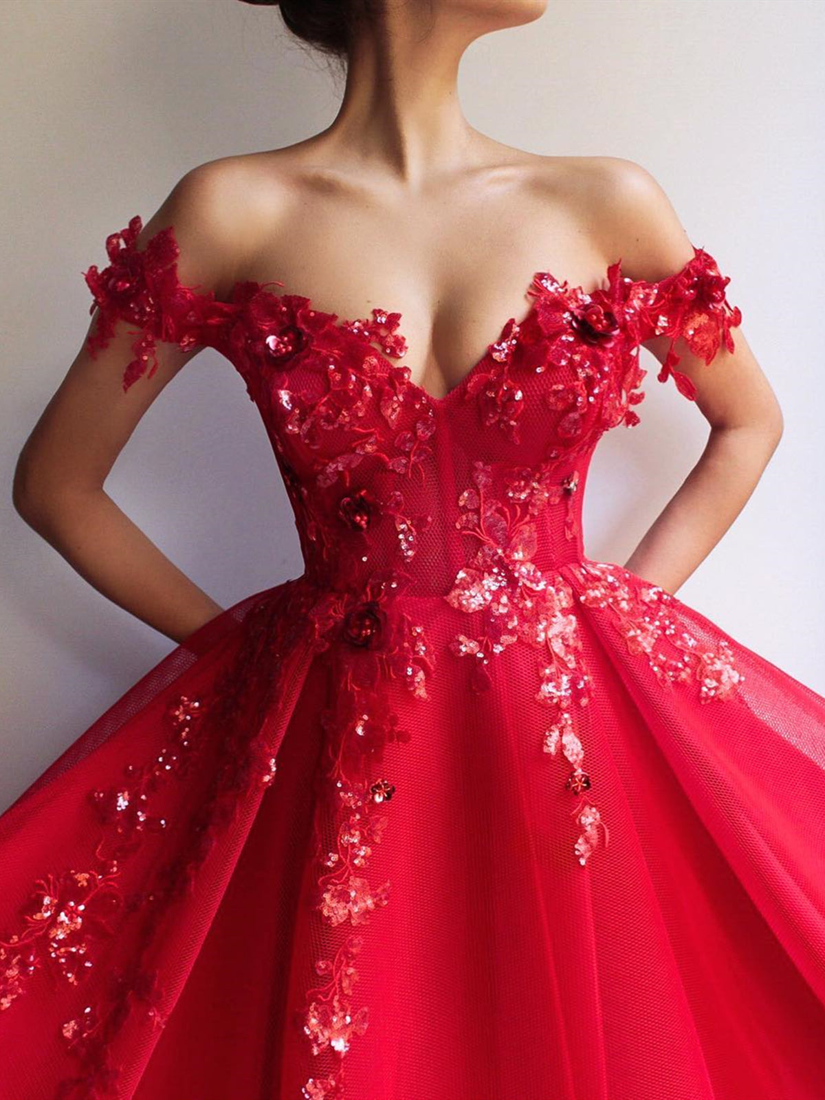 Sweetheart Neck Off Shoulder Red Lace Prom Dresses Long, Off The Shoulder Red Long Lace Formal Graduation Evening Dresses