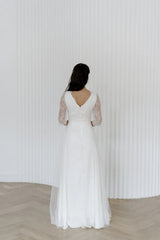 Lace wedding dress  long sleeves dres  minimalist dress  casual wedding dress  unique wedding dress