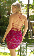 Short Beaded Party Dress with Sequins 4048