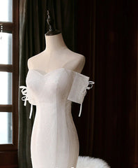 Sequin Mermaid Long Prom Dress White Wedding Dress