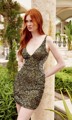 Side-Beaded Short Sequin Party Dress 4052