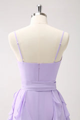 Lotus leaf edge strap backless long bridesmaid dress