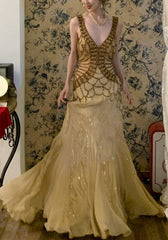 Gorgeous Prom Dress V-neck Mermaid Gala Dress Birthday Party Dress Evening Dress HZ0319