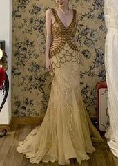 Gorgeous Prom Dress V-neck Mermaid Gala Dress Birthday Party Dress Evening Dress HZ0319