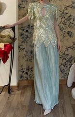 New Arrival Prom Dress Crew Neck Pleated Gala Dress Birthday Party Dress Evening Dress HZ0319