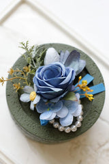 Apricot Prom Wrist Corsage and Men‘s Boutonniere For Wedding
