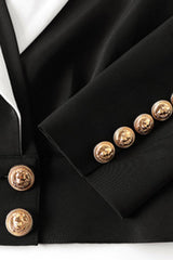 Black Notched Lapel Short Women's Blazer