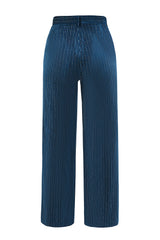 2 Pieces Peacock Blue Notched Lapel Women's Suits with Belt