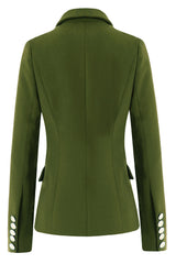 Army Green Peak Lapel Women's Blazer