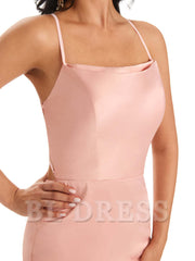 Mermaid Spaghetti Backless Straps Satin Long formal dresses evening gown Bridesmaid Dresses
