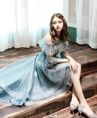 Green tulle lace short prom dress, green homecoming dress