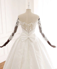 Lace Satin Long Wedding Dress Lace Satin Long Bridal Gown