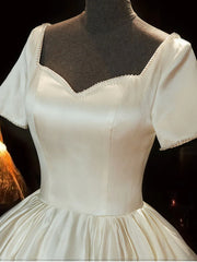 Sweetheart Satin Long Bridal Dress White Wedding Dress